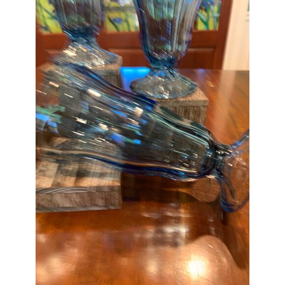 Anchor Hocking Stemmed Blue Float Glasses. - Picture 7 of 11